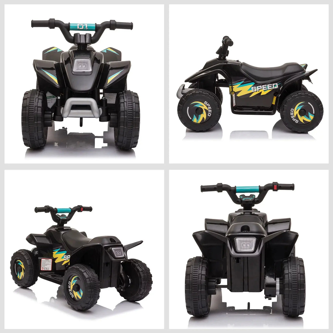 6V Kids ATV 4-Wheeler Ride on Car, Electric Motorized Quad Battery Powered Vehicle with Forward/Reverse Switch for 18-36 Months Old Toddlers, Black