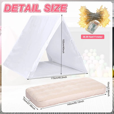 3 Pcs Sleepover Tent Set Includes Teepee Tent Inflatable Airbed Star String L...
